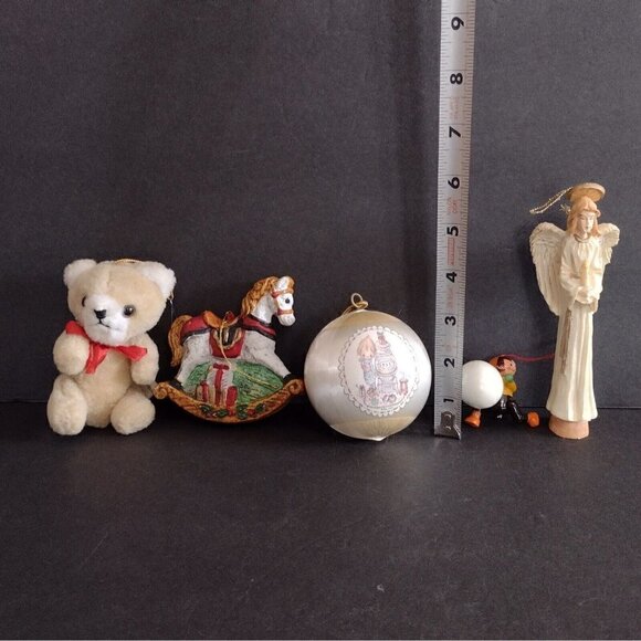 Vintage Lot of 5 Christmas Ornaments Precious Moments Angel Teddy Bear Horse - Picture 7 of 7